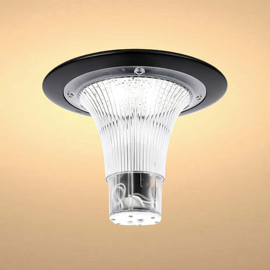 15W Solar LED Pillar Bollard Light, Dual CCT 4000K/6000K, Black IP65