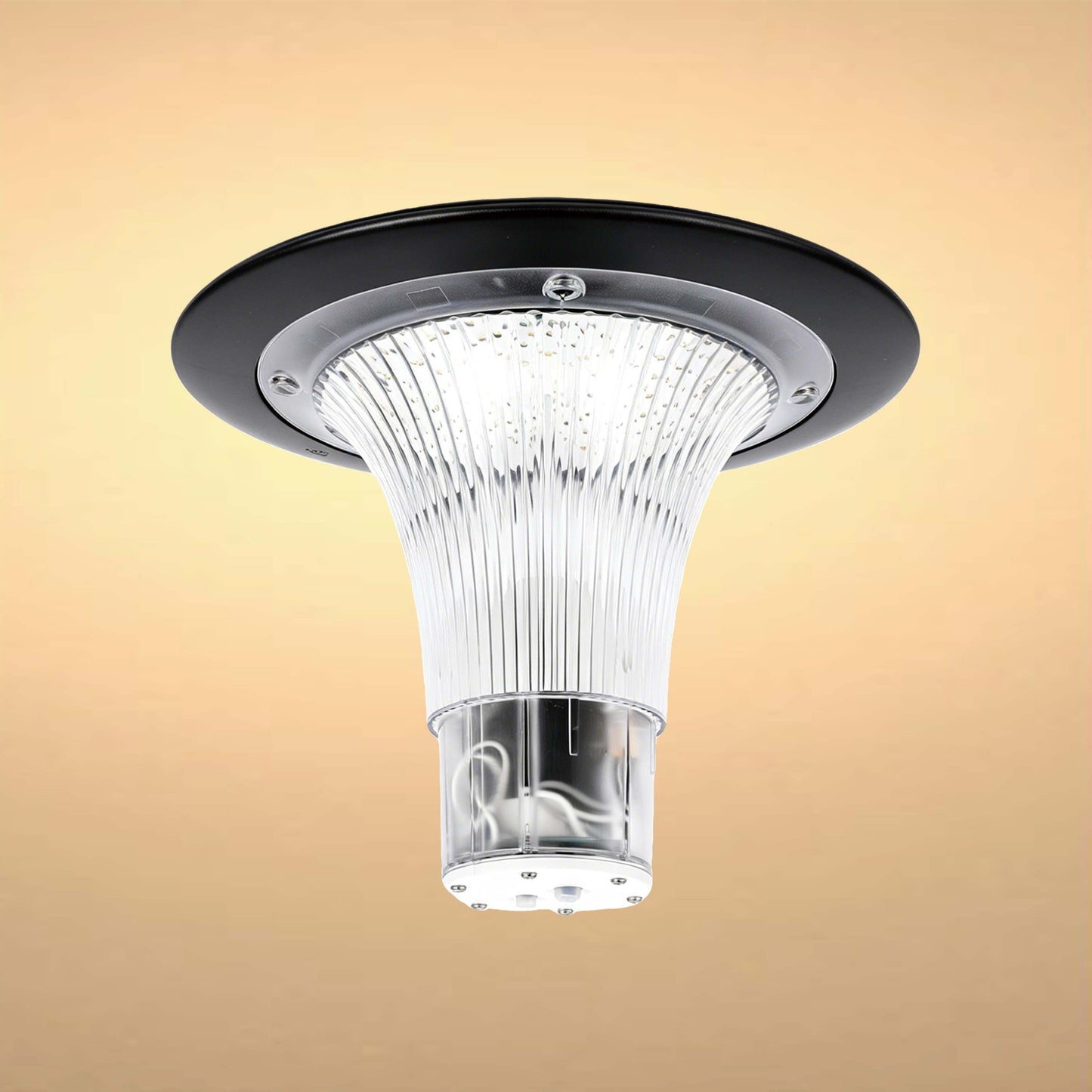 15W Solar LED Pillar Bollard Light, Dual CCT 4000K/6000K, Black IP65