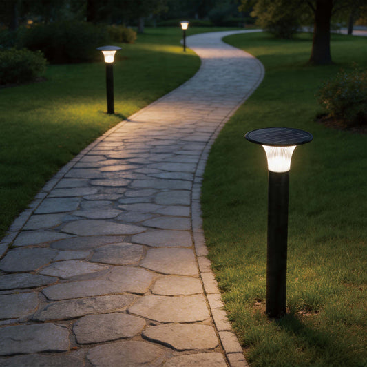 15W Solar LED Pillar Bollard Light, Dual CCT 4000K/6000K, Black IP65