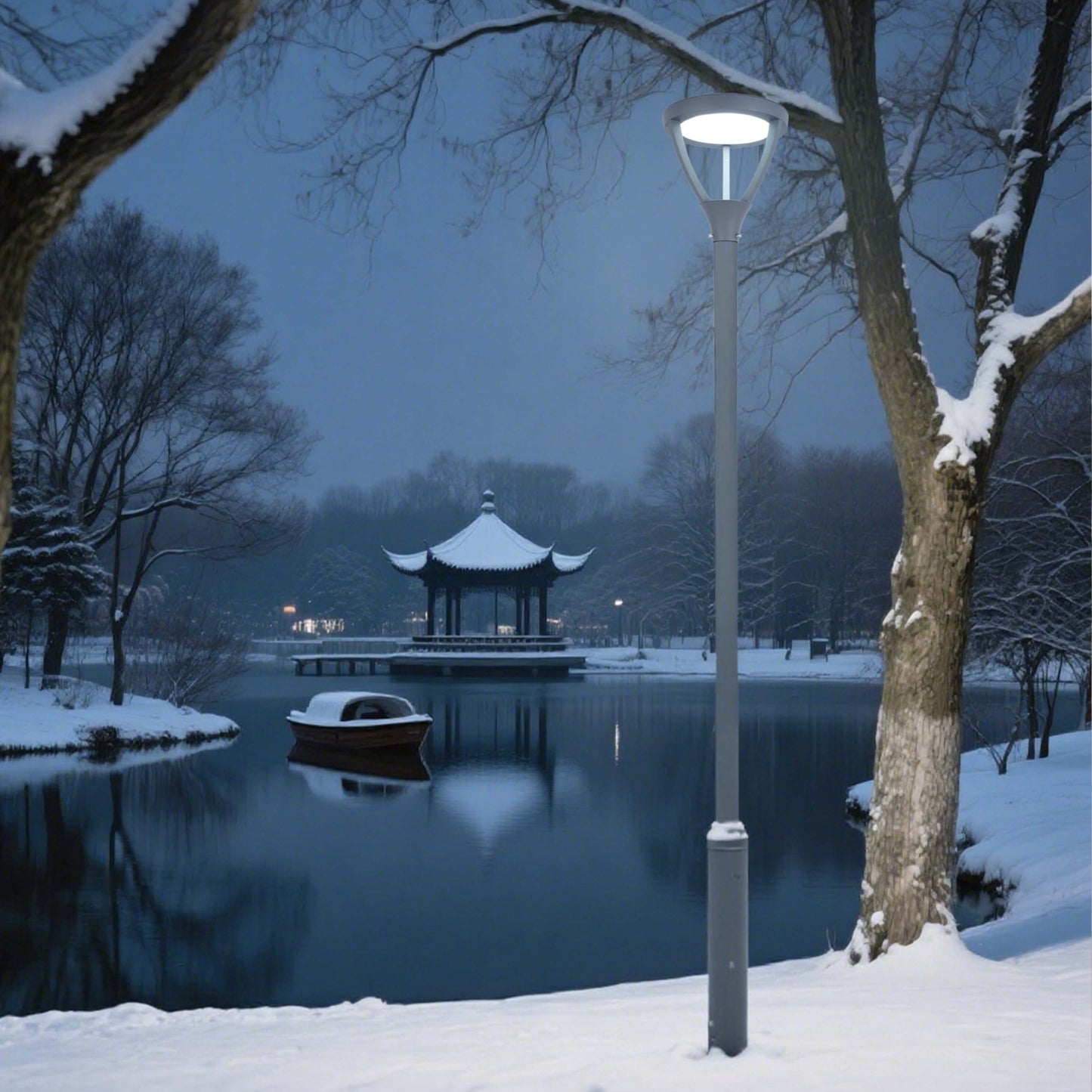 Modern 50W LED Post Top Garden Light, 3CCT Selectable, Dark Grey IP65