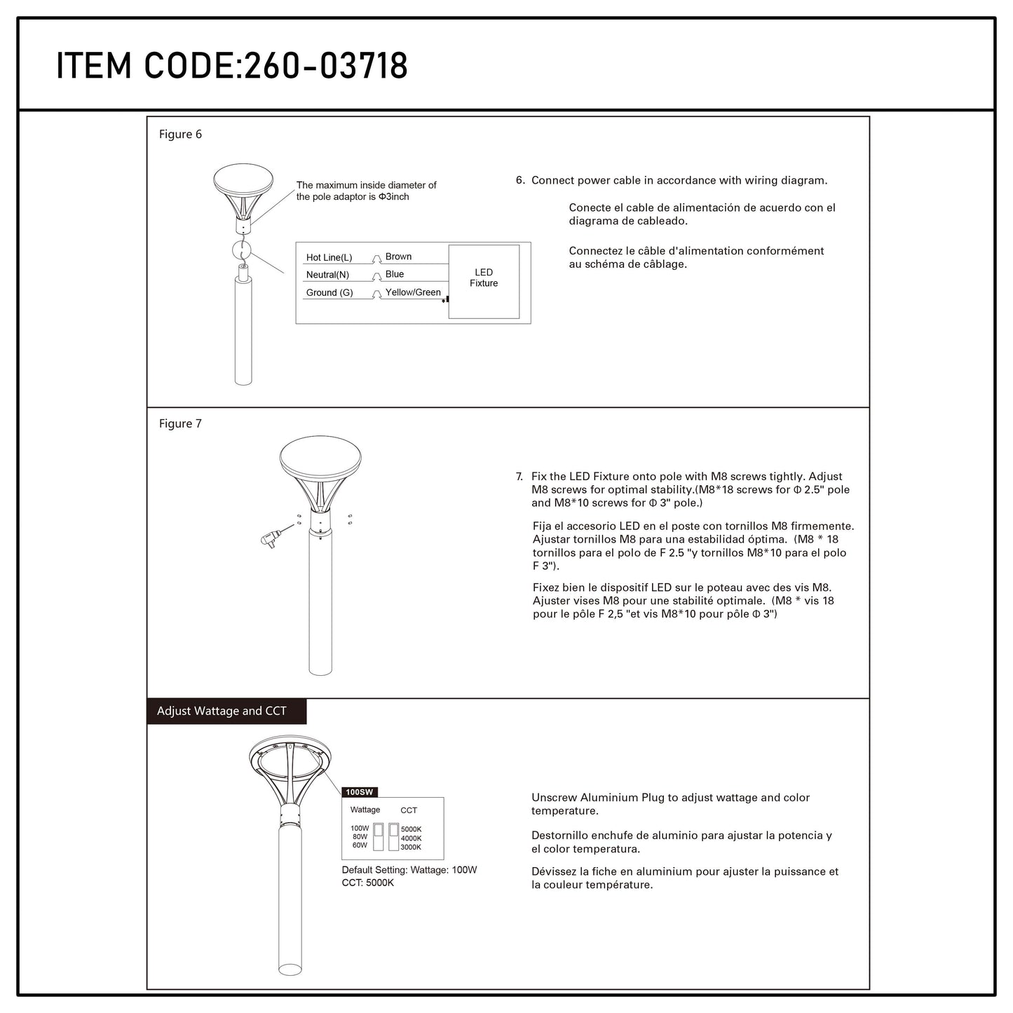 LED Outdoor Light Black ALP03-BK 100/80/60W 3CCT