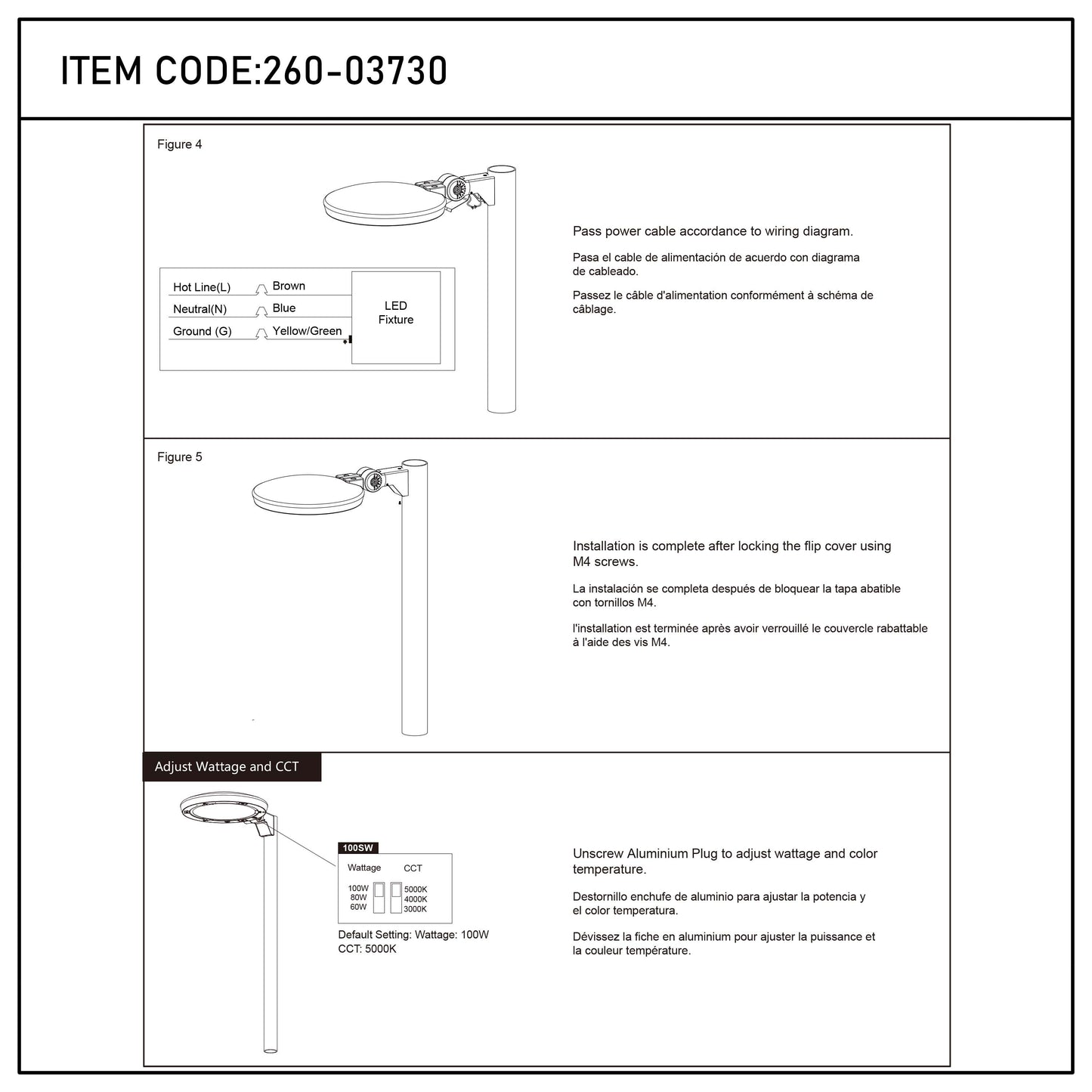 LED Outdoor Wall Light, Selectable 60-100W & 3CCT
