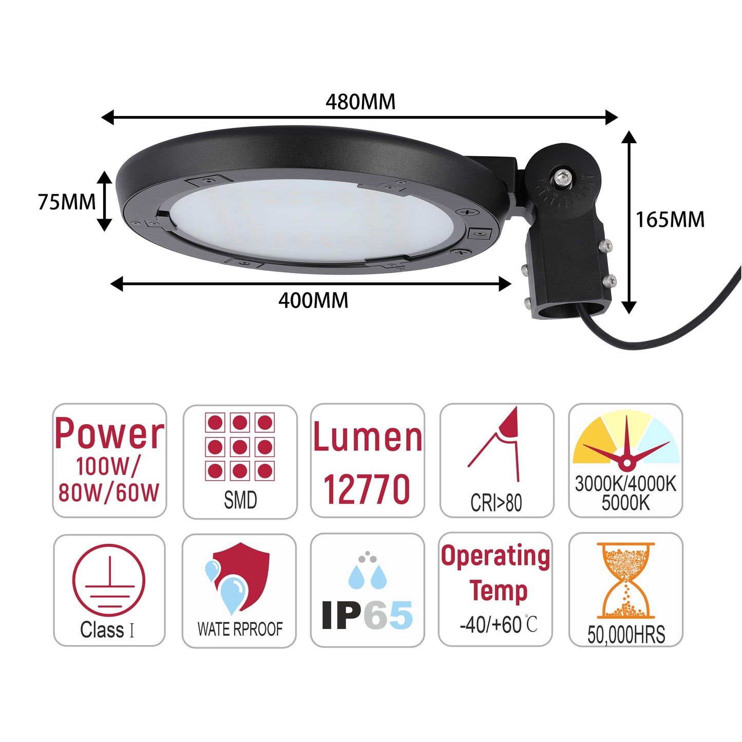 LED Outdoor Light Black ALP03-SFM 100/80/60W 3CCT