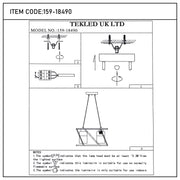 A stylish, twin-light pendant fitting with detailed installation diagrams and safety notes for indoor use.