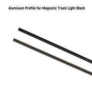 Black aluminium profile magnetic track lighting system for flexible, modern lighting solutions.