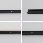 Even lighting highlights the black metal profile strips against a light backdrop, showcasing their detailing and finish.