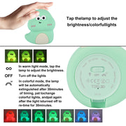 Snake-shaped nightlight with different lighting modes: warm light, off, and colorful lights. Tap the lamp to adjust the brightness.