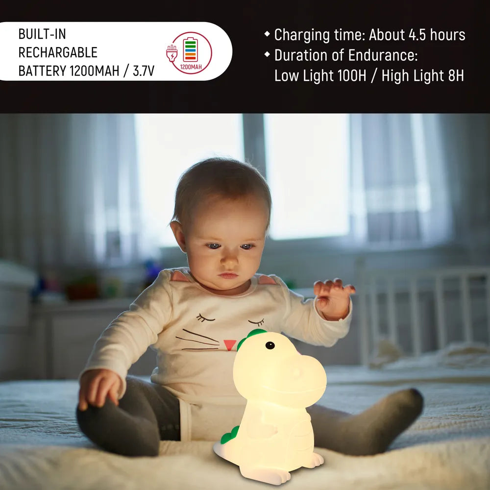 Night Lamp TEKLED Adorable LED Rechargeable Night Light with Timer and Color-Changing Options-Dino-130-03776