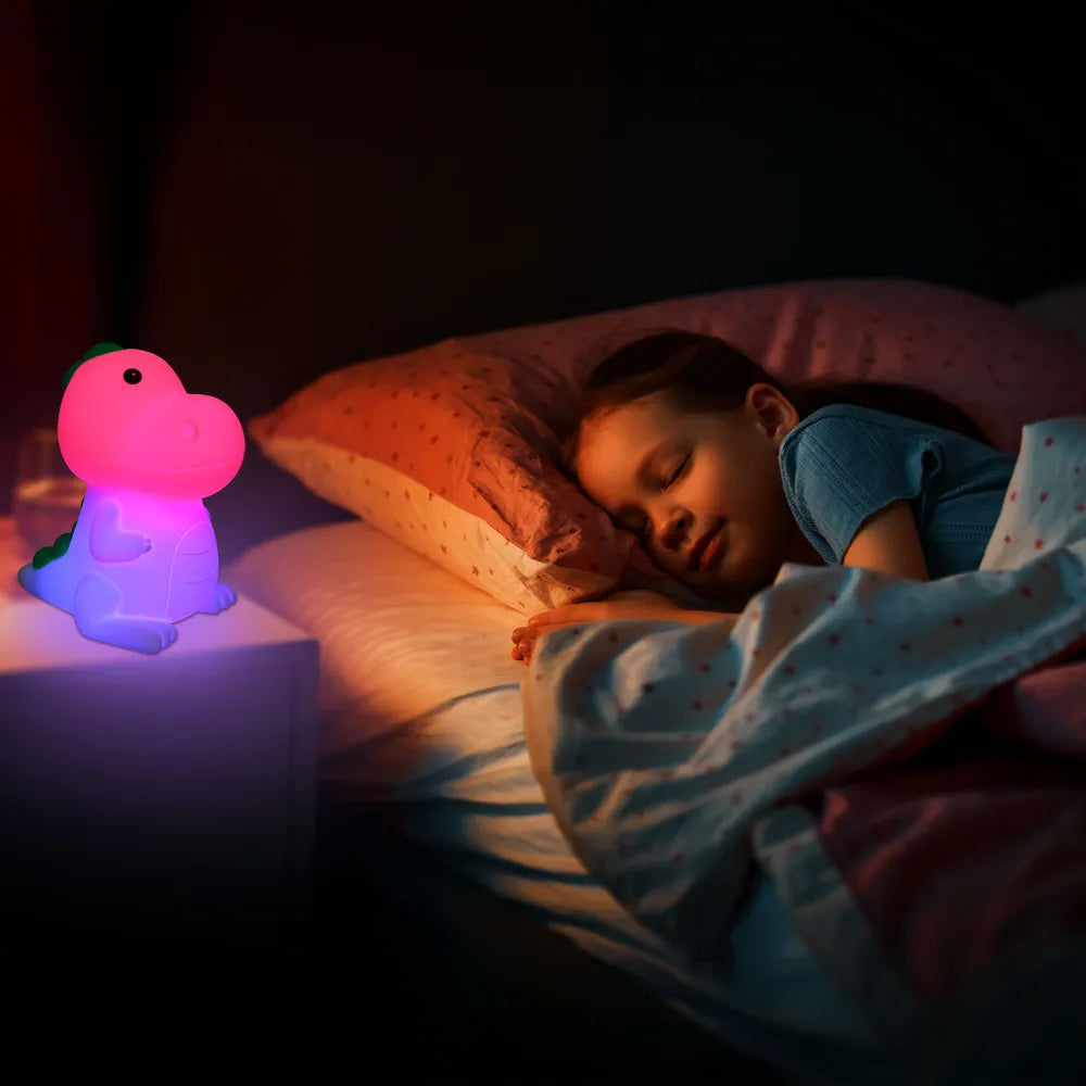 Night Lamp TEKLED Adorable LED Rechargeable Night Light with Timer and Color-Changing Options-Dino-130-03776