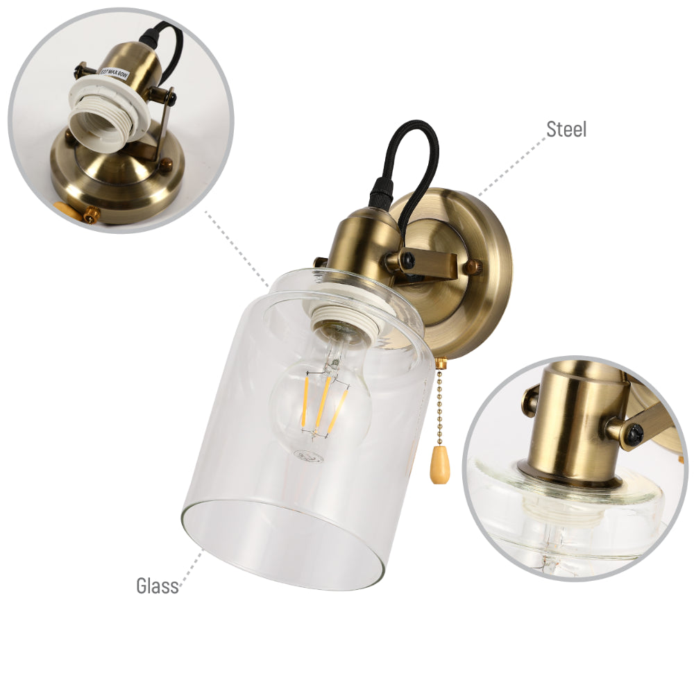 Glass Cone Wall Light Adjustable with Pull Down Switch 6