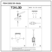 An installation guide for a Tekled pendant light, model number 159-18436. The diagrams show how to assemble and install the light fixture.