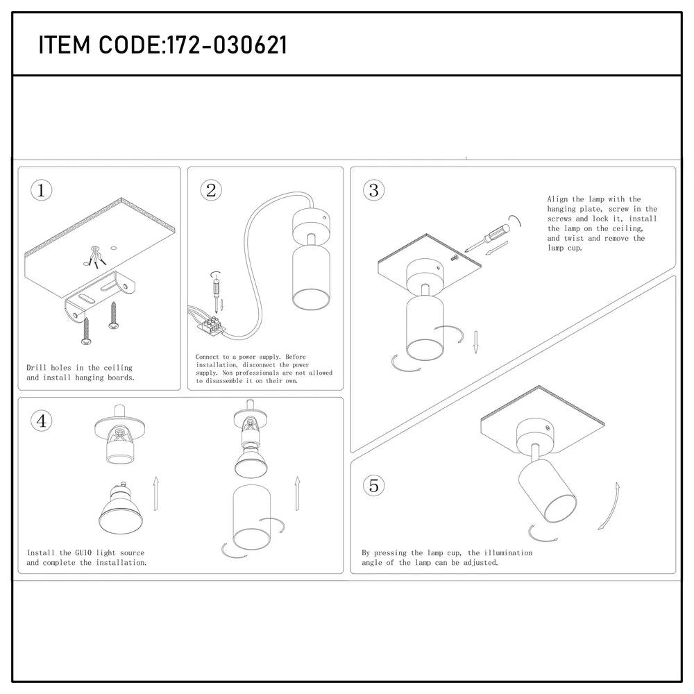 User manual for Antique Brass GU10 Spotlight Bar-172-030621