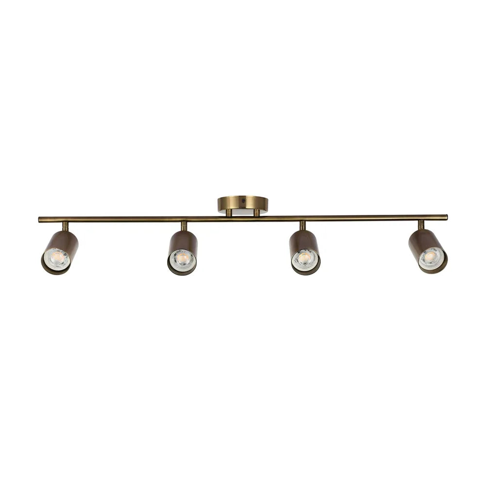 Spotlights TEKLED Antique Brass GU10 Spotlight Bar-4 Lamp-172-030624