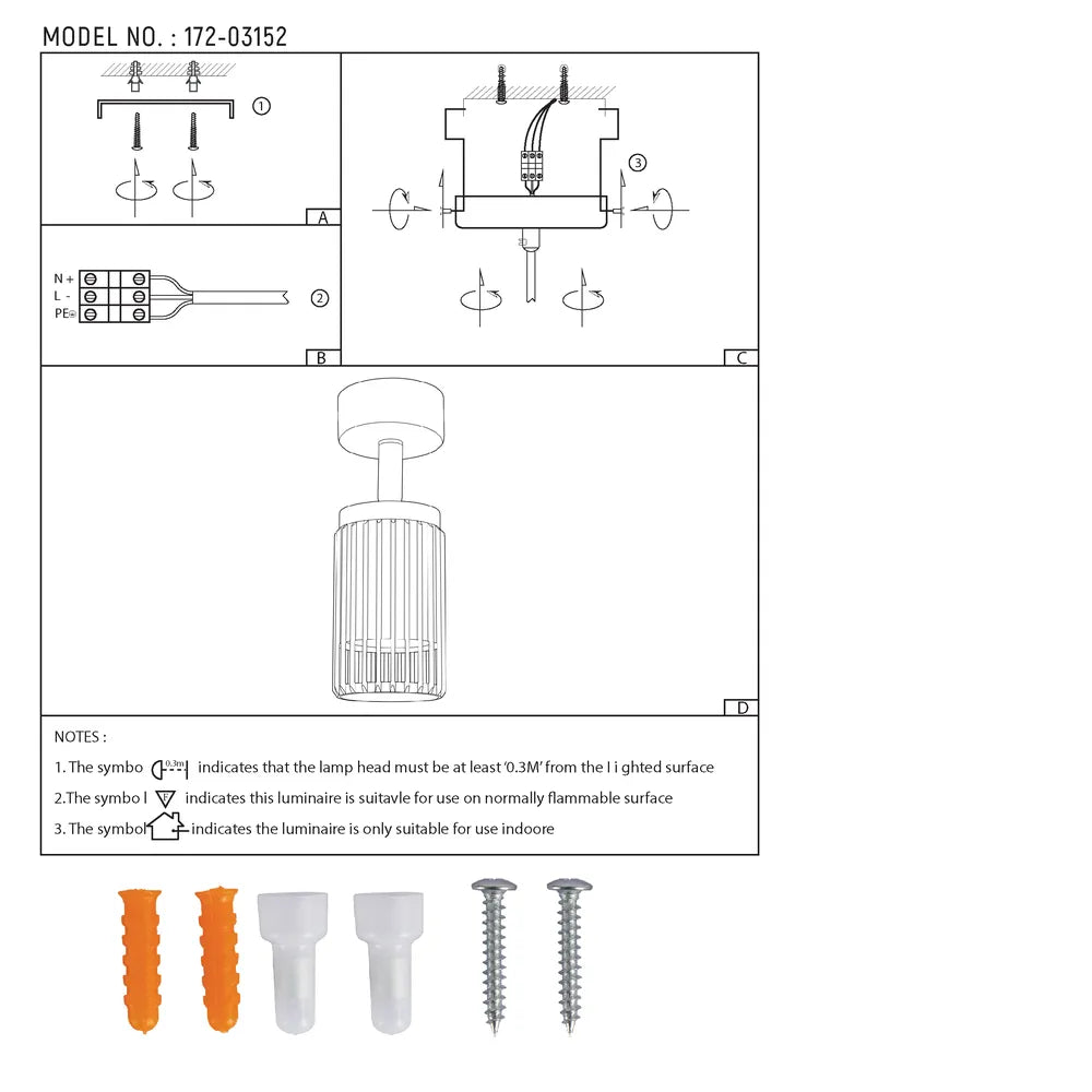 User manual for Aria Cage-Bar Adjustable GU10 Spotlight-172-03152