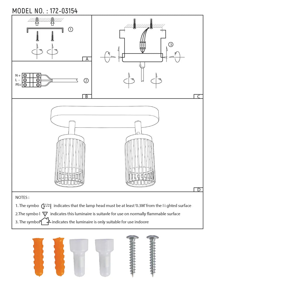 User manual for Aria Cage-Bar Adjustable GU10 Spotlight-172-03154