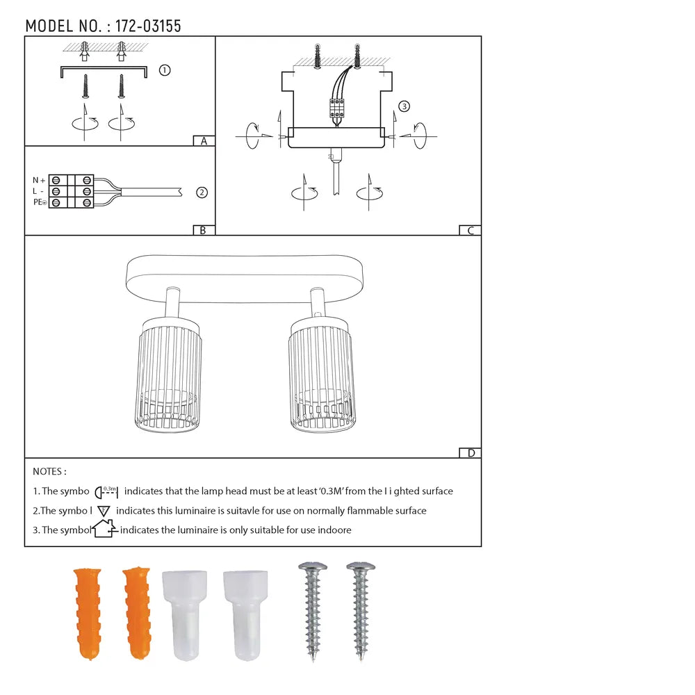 User manual for Aria Cage-Bar Adjustable GU10 Spotlight-172-03155