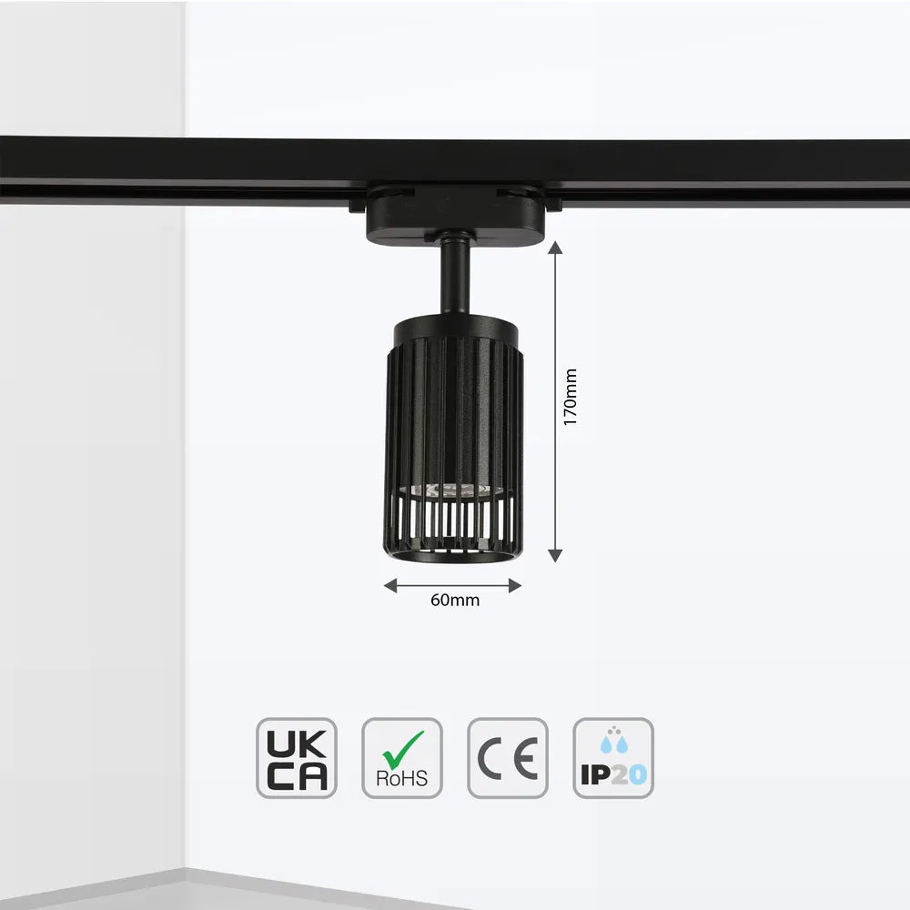 Size and technical specs of the Aria Cage-Bar GU10 Tracklight-174-03202