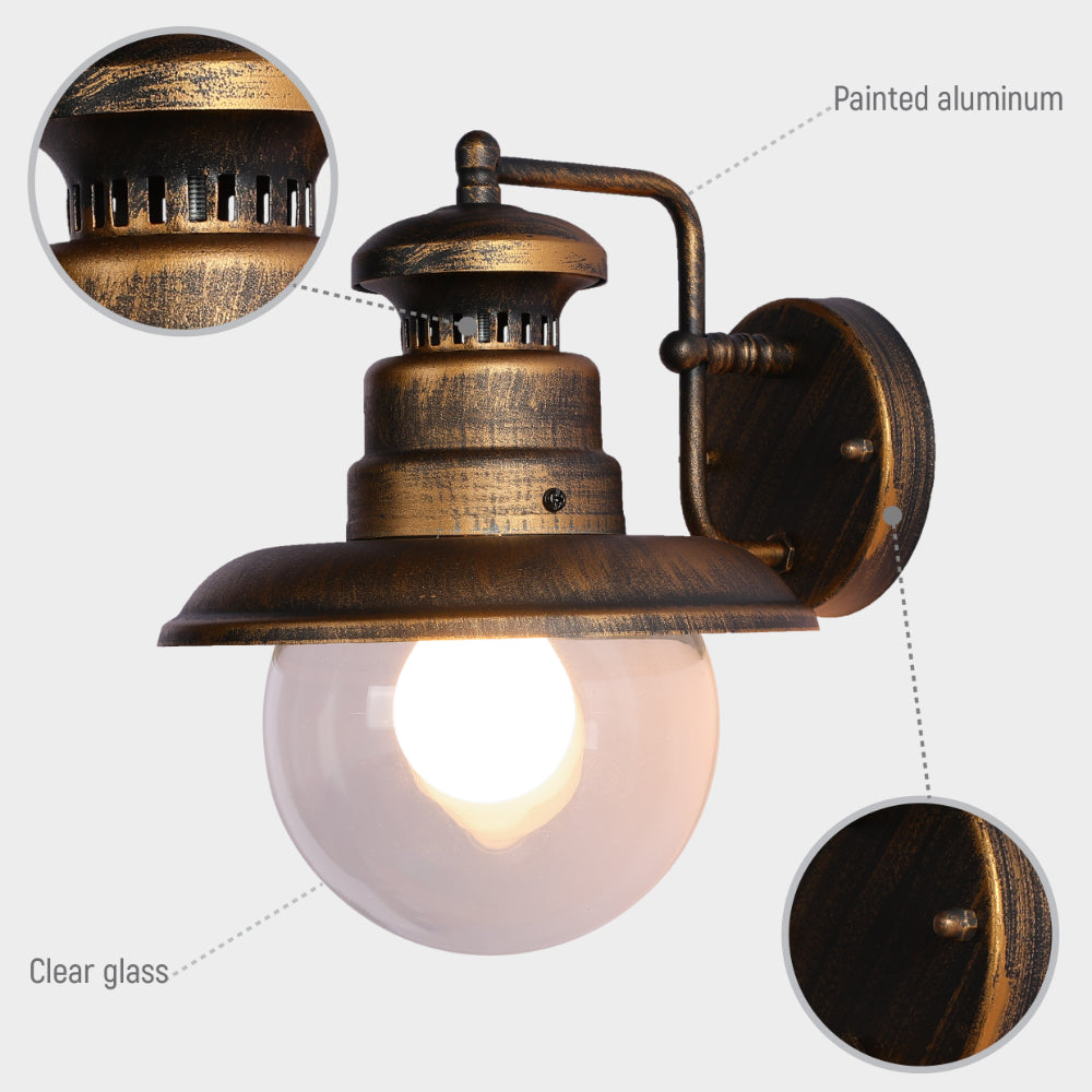 Artu Outdoor Lantern Wall Light Black E27 Golden