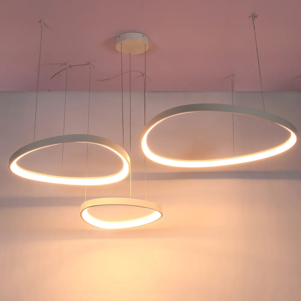 Modern Ceiling Light TEKLED Aurora Flow Dynamic LED Modern Pendant Ceiling Light (Customisable 3 Rings, CCT Adjustable)-White-159-18170