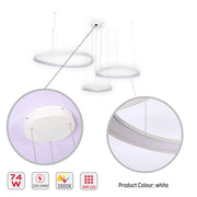 Details of the Aurora Flow Dynamic LED Modern Pendant Ceiling Light (Customisable 3 Rings, CCT Adjustable)-159-18170