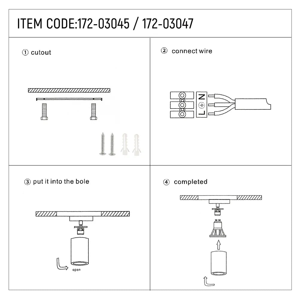 User manual for Beam Cylinder GU10 Spotlight-172-03047