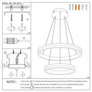 A diagram showcasing a modern ring pendant light installation, using screws and terminal connections.