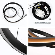 Modern LED ceiling light with black and gold rings. Adjustable colour temperature with a built-in colour switch.