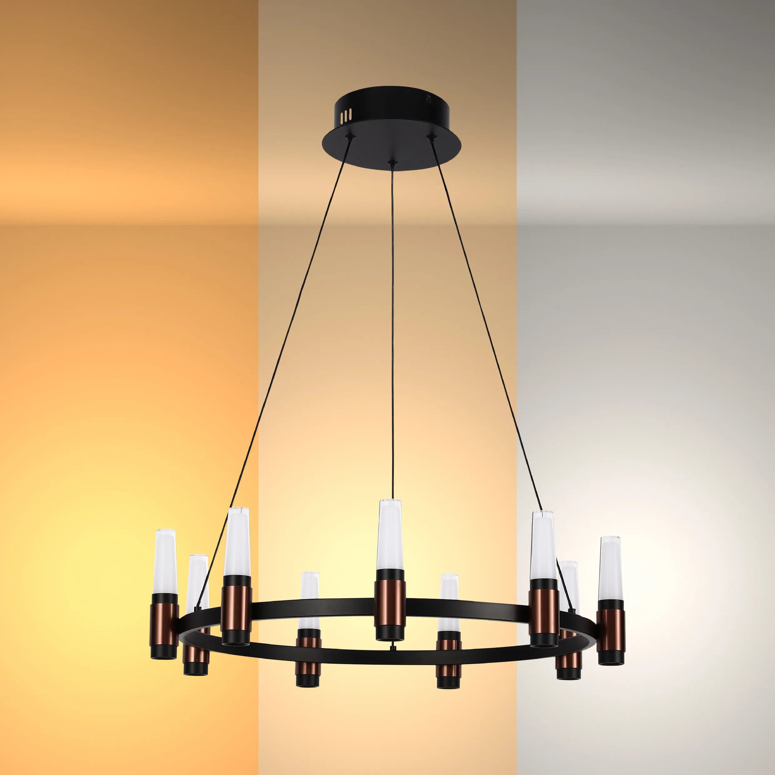 Black & Copper Modern Multi-Tier LED Chandelier