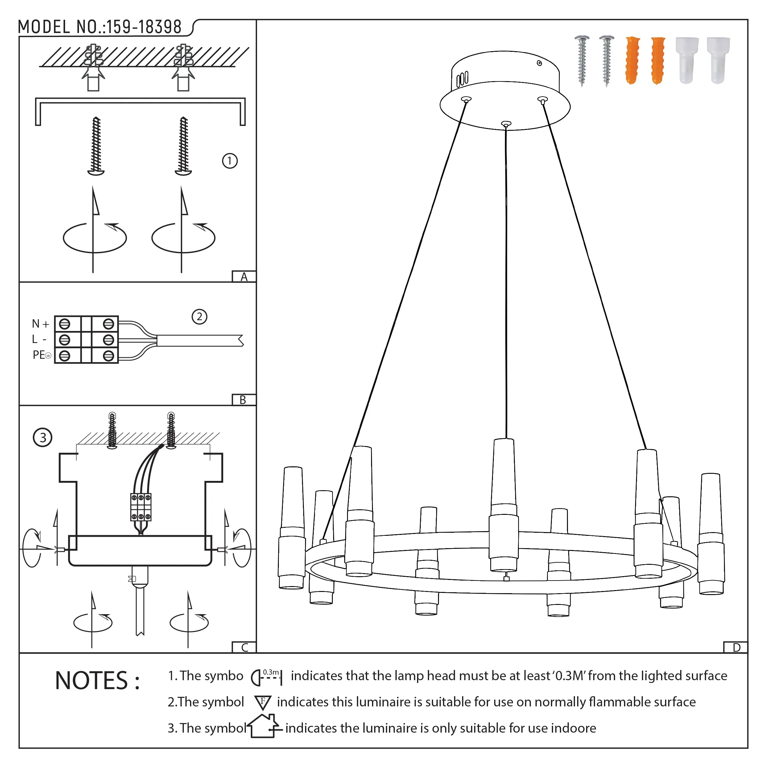 Black & Copper Modern Multi-Tier LED Chandelier