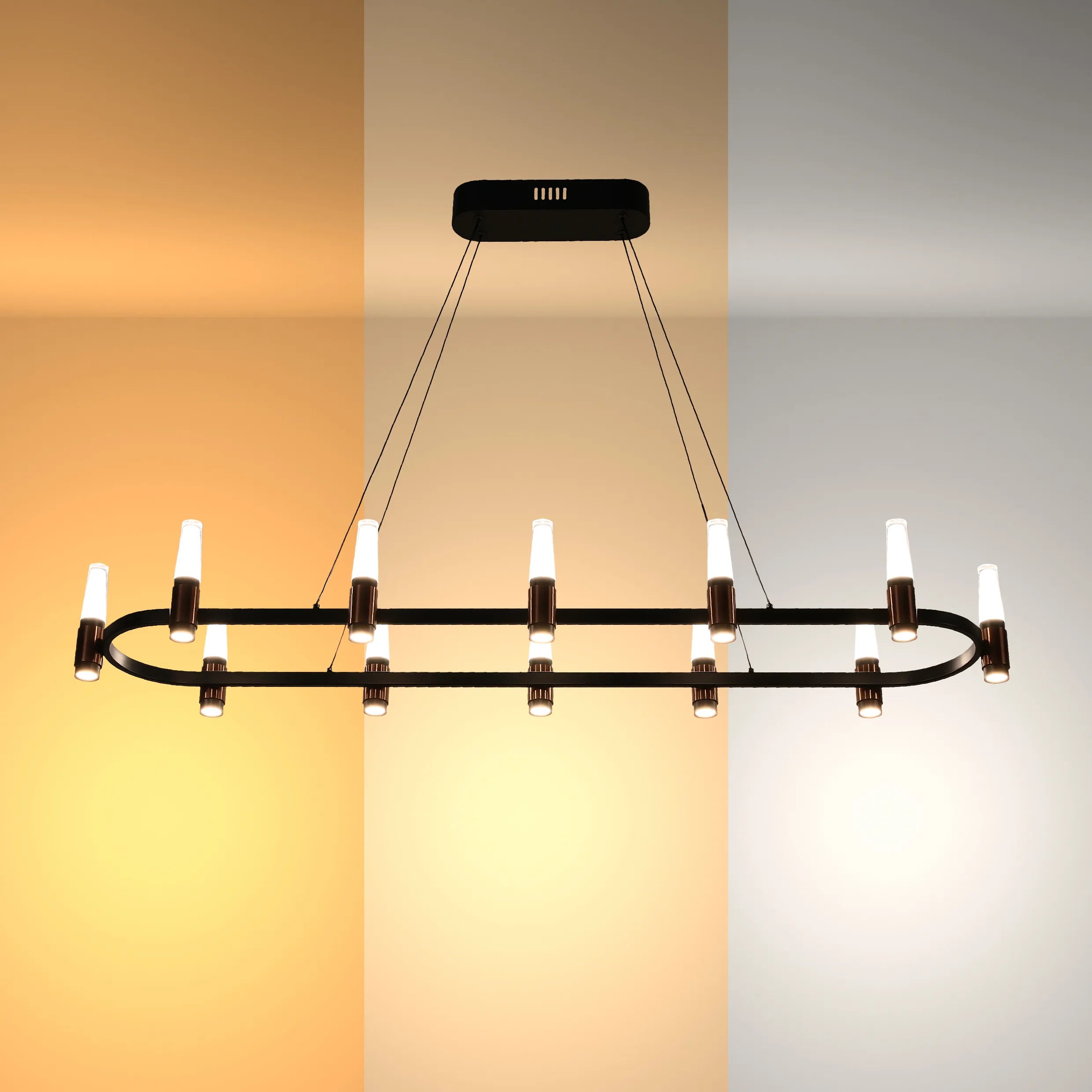 Black & Copper Modern Multi-Tier LED Chandelier