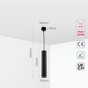 Black Cylinder Pendant Downlight GU10 Modern Minimalist, Pendant Downlight, TEKLED 9