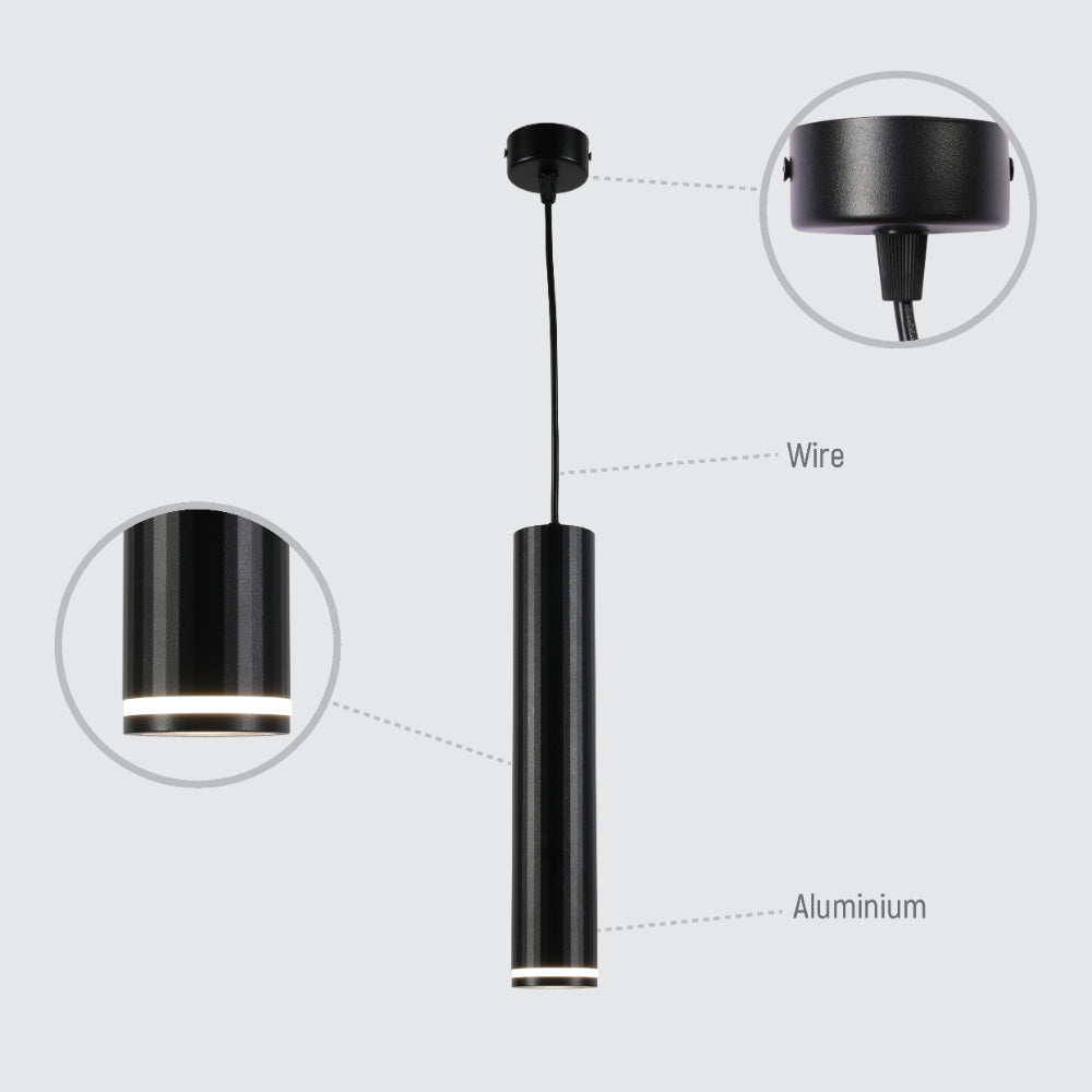 Black Cylinder Pendant Downlight GU10 Modern Minimalist, Pendant Downlight, TEKLED 11