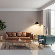 Black Elegance Curved Floor Lamp with Dome Shade 3