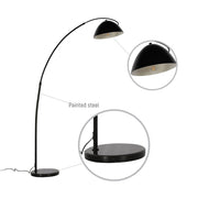 Black Elegance Curved Floor Lamp with Dome Shade 6