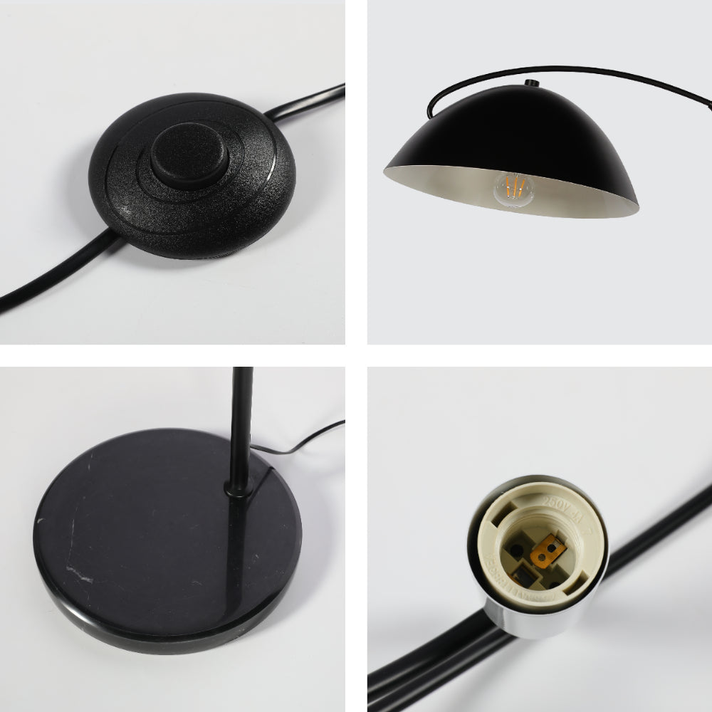 Black Elegance Curved Floor Lamp with Dome Shade 7