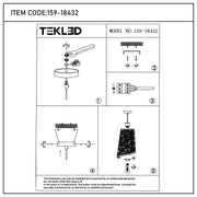 A diagram showing how to assemble a Tekled pendant light (model number 159-18432).