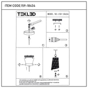 A diagram showing the steps to install a TEKLED pendant light, numbered 1-5. Instructions state installation by an electrician only.