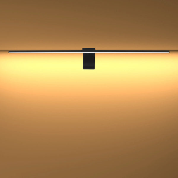 Modern wall light in black, emitting a soft warm glow. Stylish and energy-efficient lighting solution for any room.