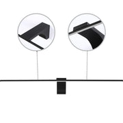 A modern, linear LED light fixture with a black finish and unique mounting details, perfect for contemporary spaces.