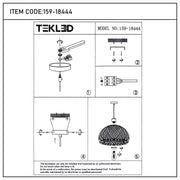 A visual guide for installing a TEKLED pendant light (model no. 159-18444). Includes a wiring diagram and installation tips.