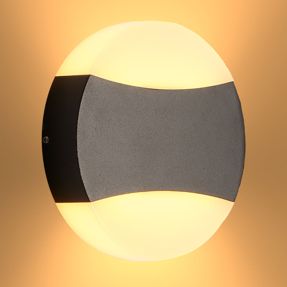 Black Opal Round Up Down Outdoor Modern LED Wall Light 1