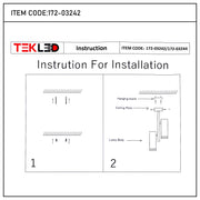 A diagram showing installation instructions for a TEKLED light, with step by step drawings to assist with the process.