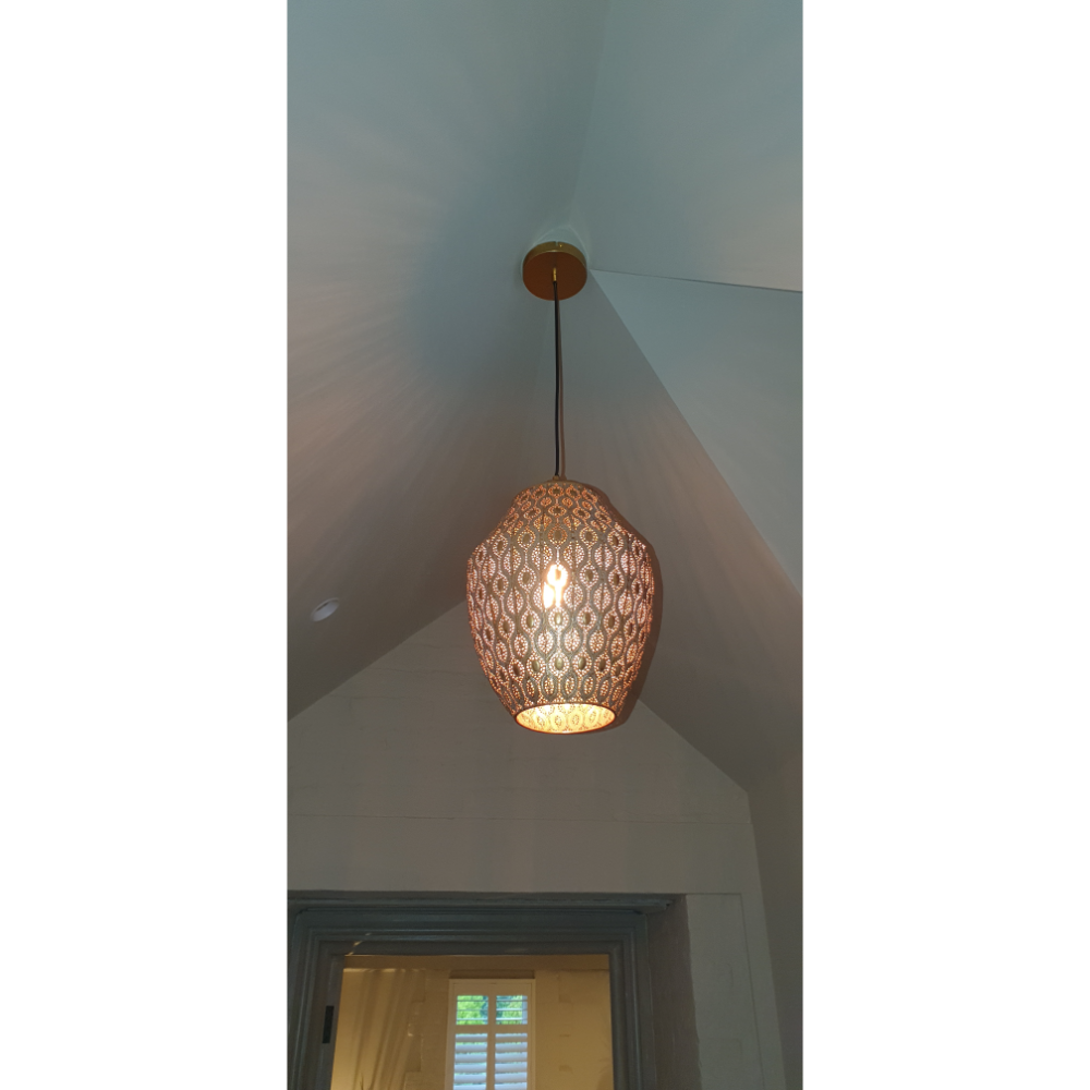 Antique Brass or Brown Gold Moroccan Style Dome Pendant Ceiling Light E27 - Antique Brass - Step used at entrance of the house 