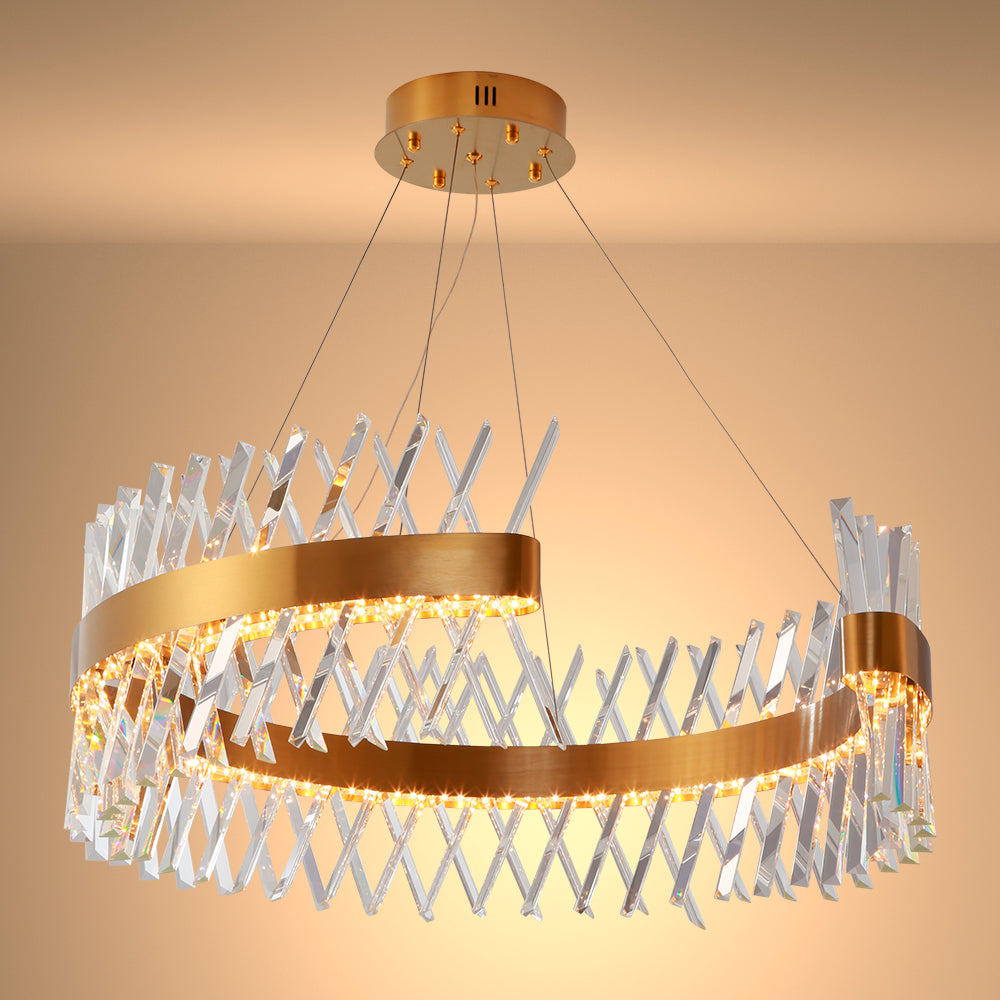 Brushed Bronze Metal Crystal Built-in LED Modern Contemporary Glam Kitchen Island Chandelier Ceiling Light 2