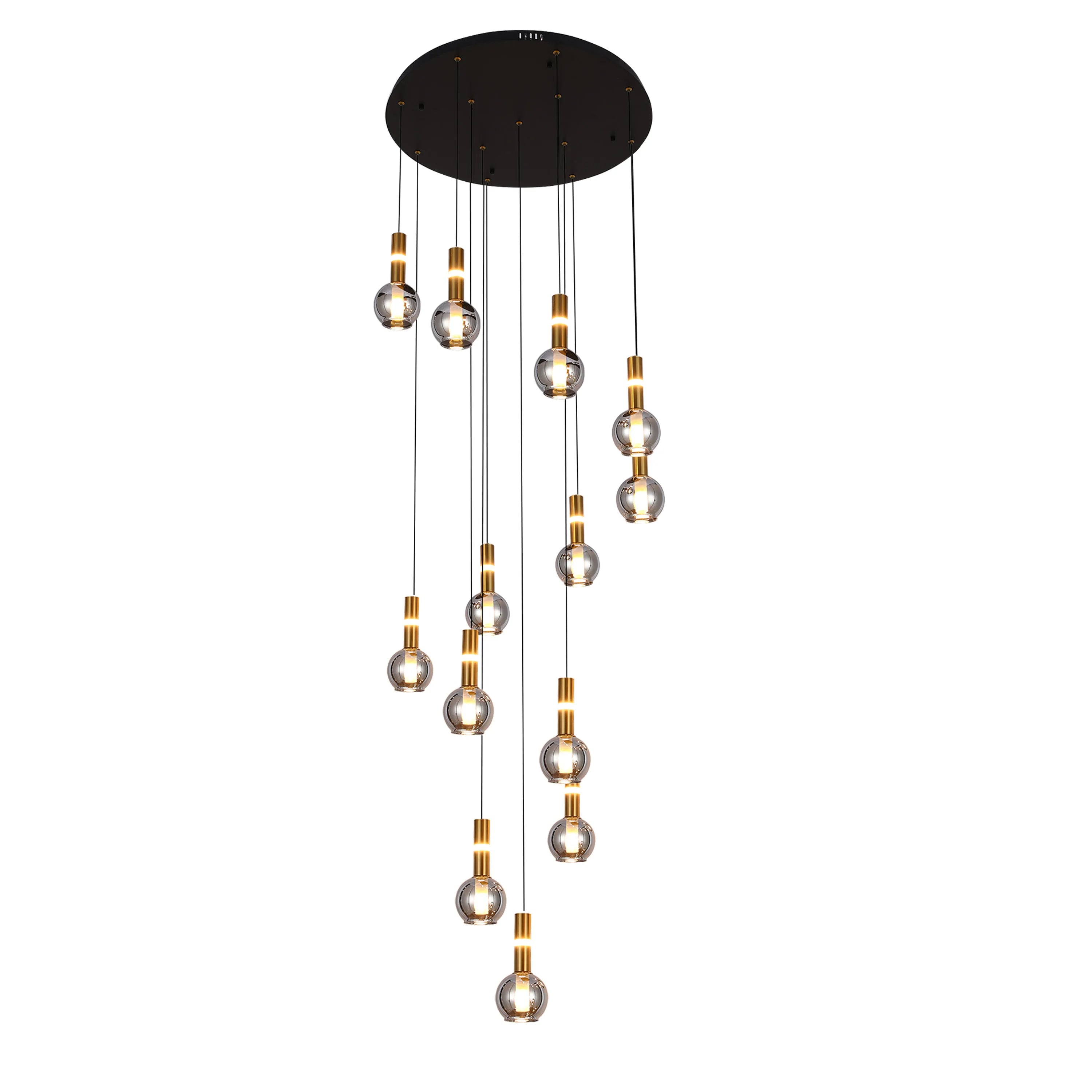 Cascading Black & Gold Multi-Light Pendant