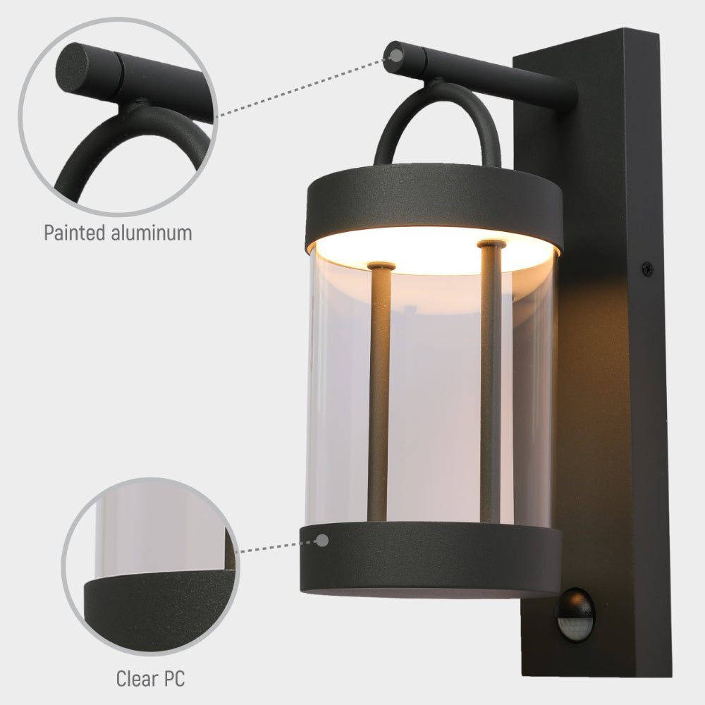 Cassian LED Outdoor Lantern Wall Light 8W 3000K Dark Grey 12