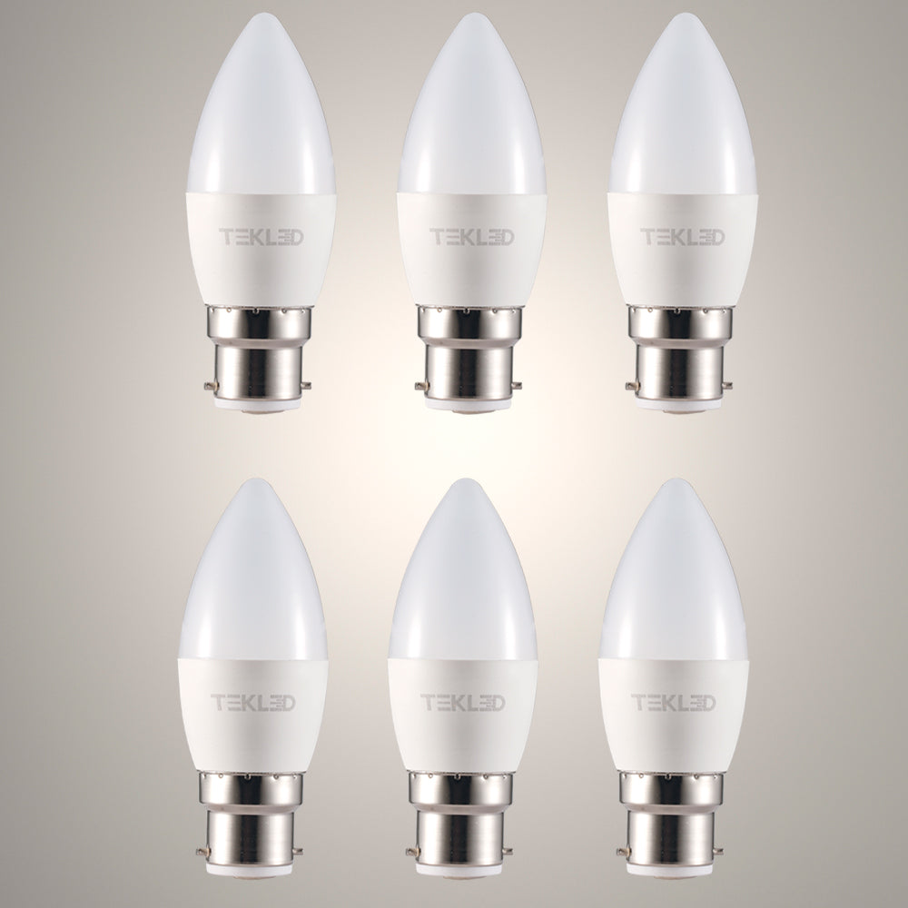 Cetus LED Candle Bulb C37 Dimmable B22 Bayonet Cap 6W Pack of 6 11