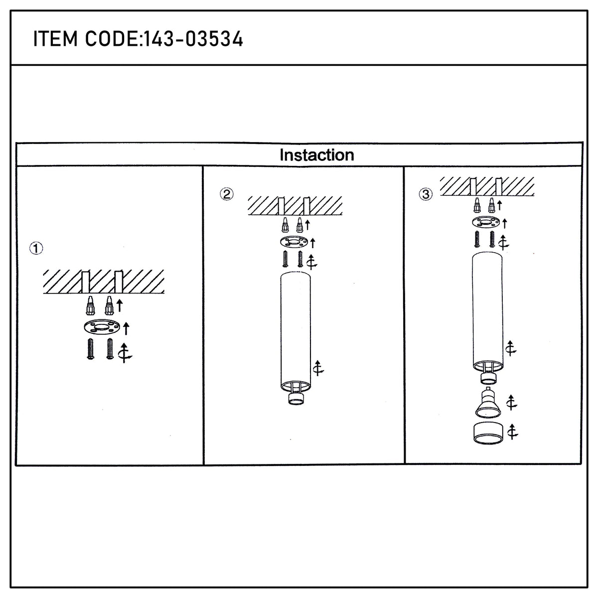A diagram showing the installation instructions for a ceiling light fixture.