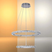 A stunning two-tiered crystal chandelier with chrome finish. Perfect for adding a touch of glamour to any room.