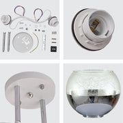 Chrome Metal Partial Mirror Cone Glass Ceiling Light E27 21